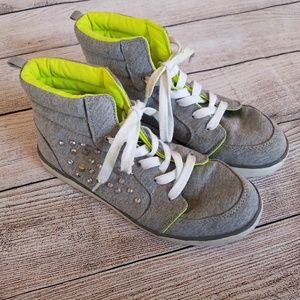 Old Navy Girl's High Top Sneakers Gray w/Bling 5